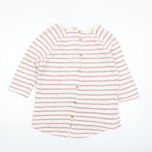 Weird Fish Womens Multicoloured Striped 3/4 Sleeve Cotton T-Shirt Size 10