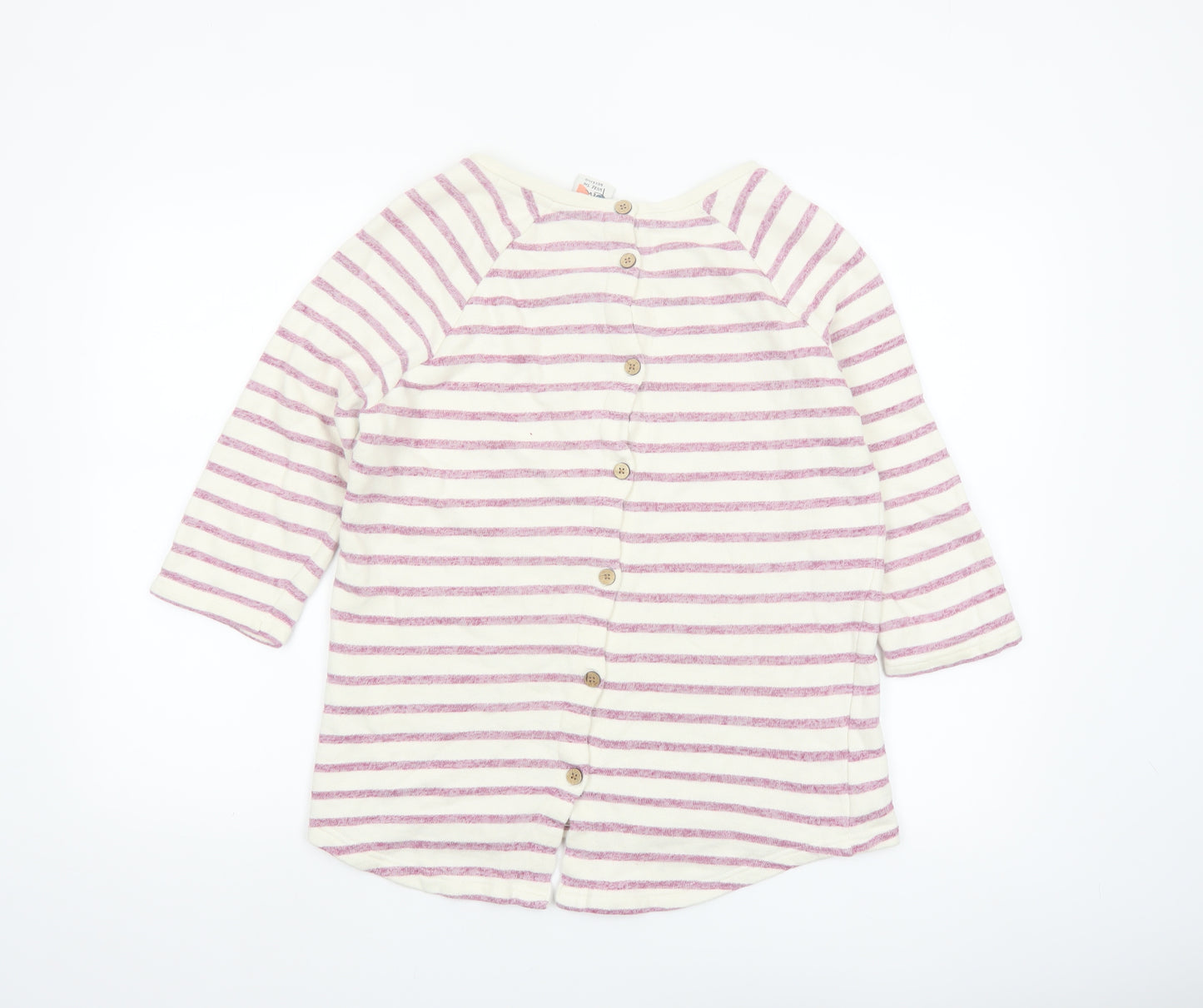 Weird Fish Womens Multicoloured Striped 3/4 Sleeve Cotton T-Shirt Size 10