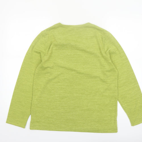 Tigi Women’s Green Long Sleeve Square Neck Jersey Top Size 14