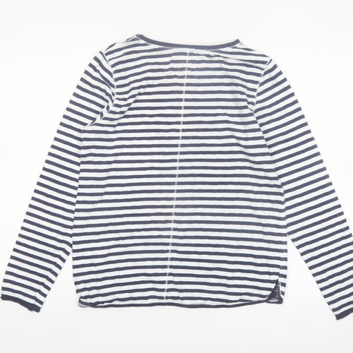White Stuff Womens Blue Striped Long Sleeve Cotton T-Shirt UK 10