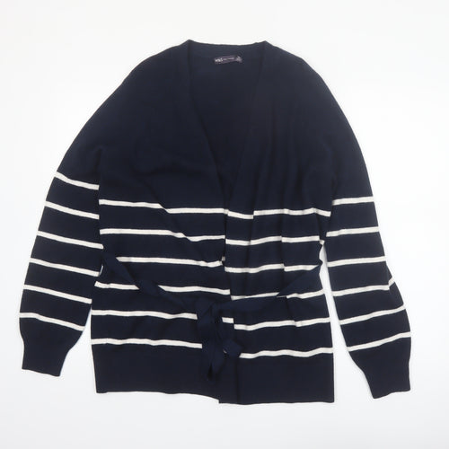 Marks and Spencer Womens Blue Striped Belted Cardigan Size S