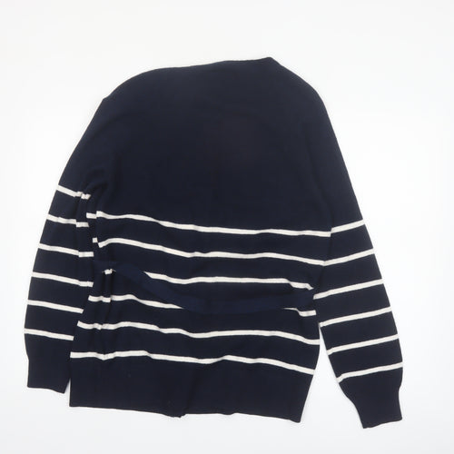 Marks and Spencer Womens Blue Striped Belted Cardigan Size S
