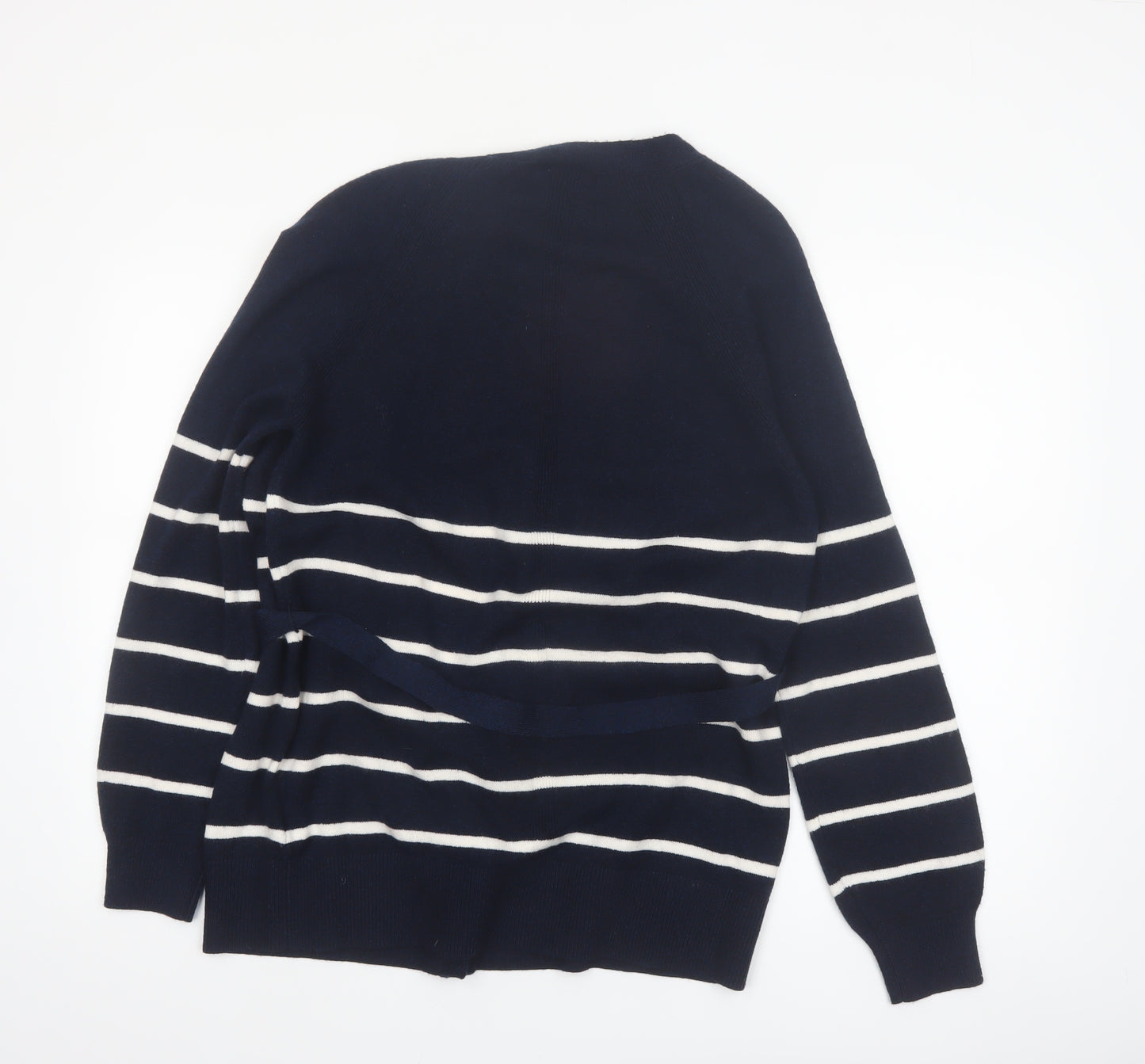 Marks and Spencer Womens Blue Striped Belted Cardigan Size S