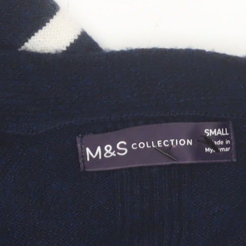 Marks and Spencer Womens Blue Striped Belted Cardigan Size S