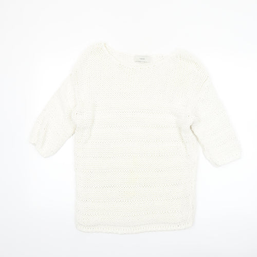 Next Women’s White Cotton Knit Pullover Jumper Size M