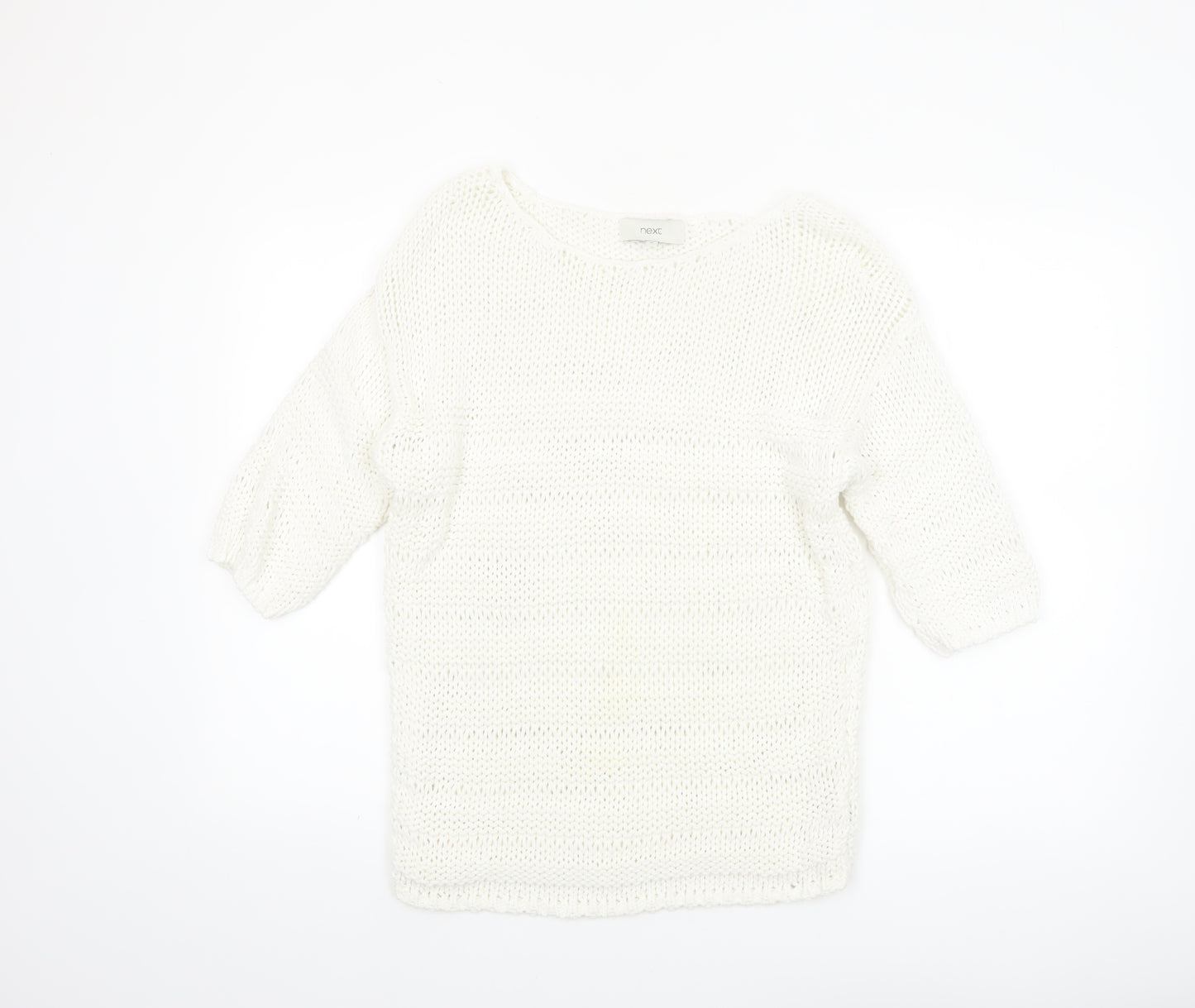Next Women’s White Cotton Knit Pullover Jumper Size M