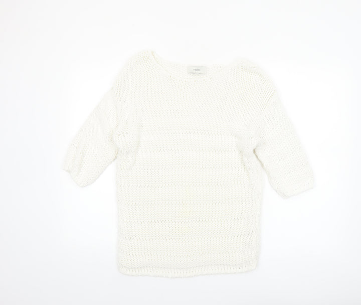 Next Women’s White Cotton Knit Pullover Jumper Size M