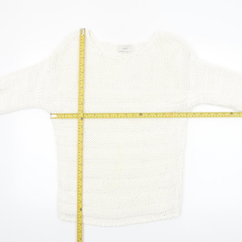 Next Women’s White Cotton Knit Pullover Jumper Size M