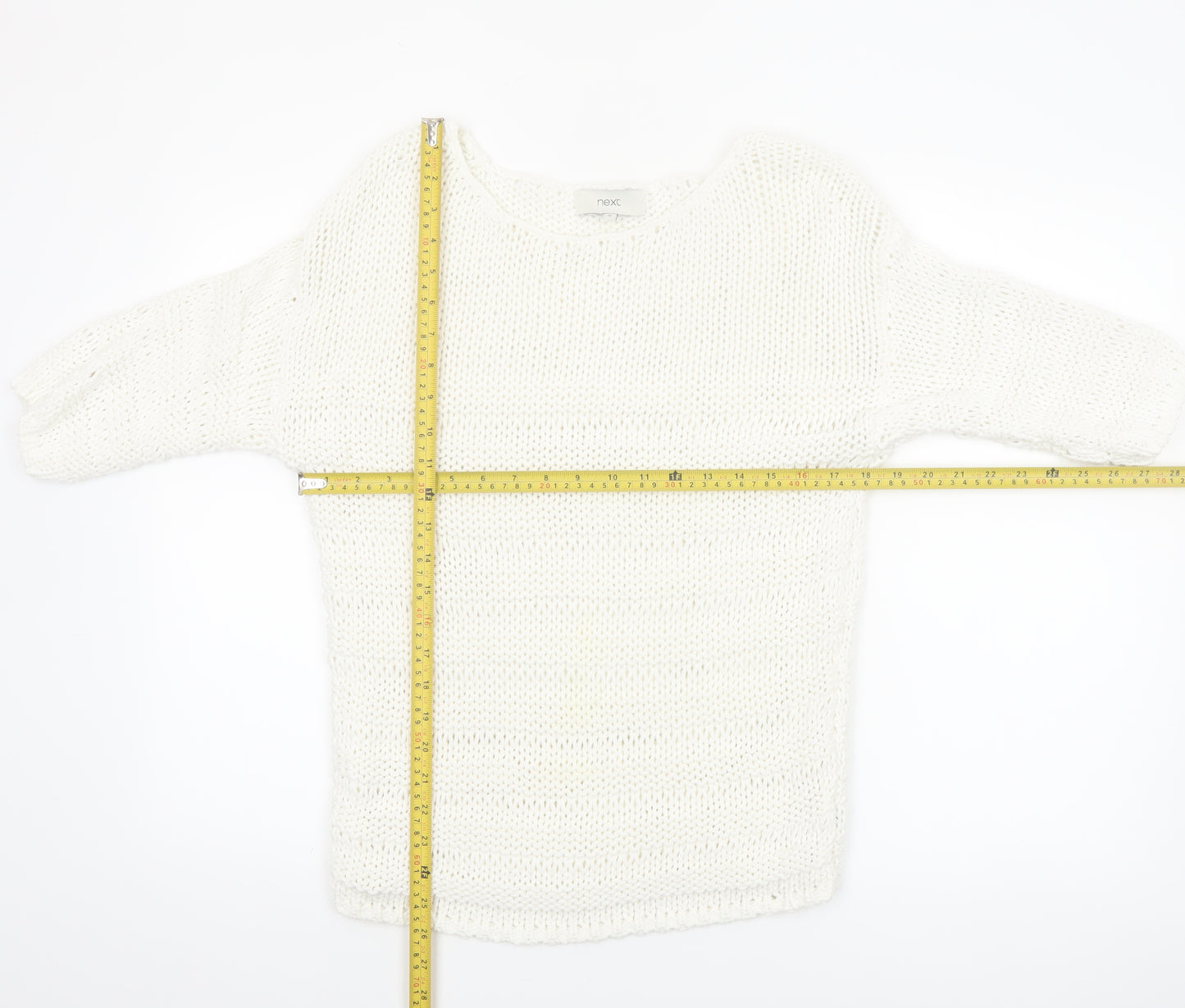 Next Women’s White Cotton Knit Pullover Jumper Size M