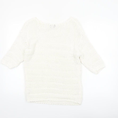 Next Women’s White Cotton Knit Pullover Jumper Size M