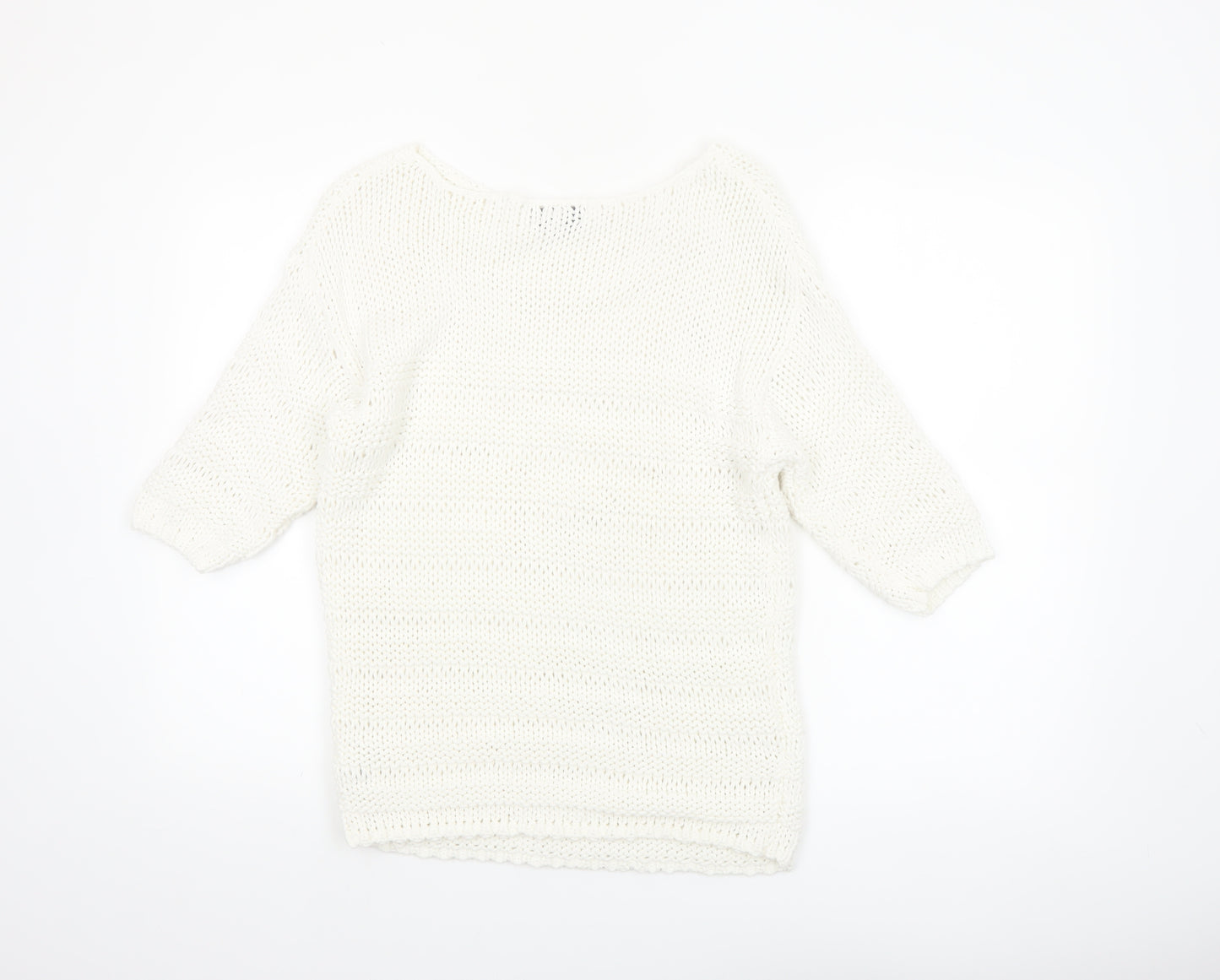 Next Women’s White Cotton Knit Pullover Jumper Size M