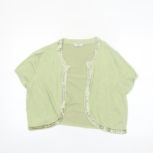 Joanna Hope Women's Green Beaded Open Shrug Size 18