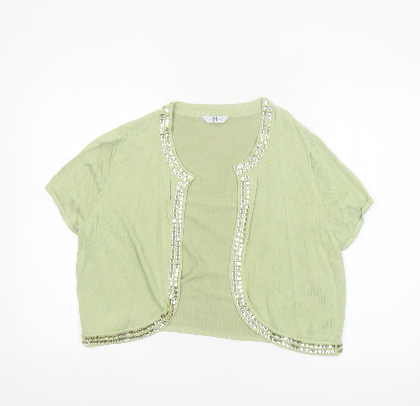 Joanna Hope Women's Green Beaded Open Shrug Size 18
