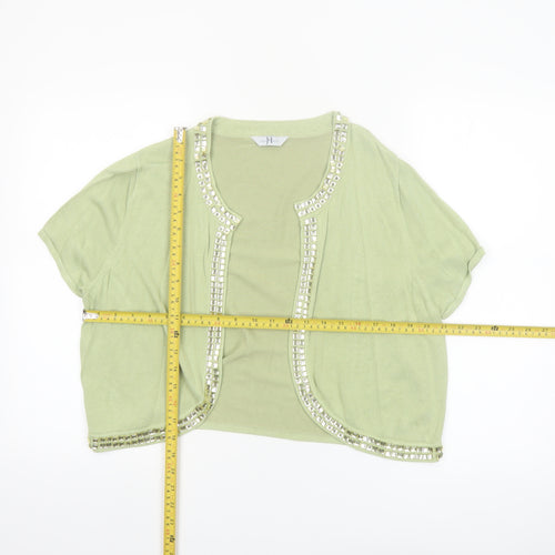 Joanna Hope Women's Green Beaded Open Shrug Size 18