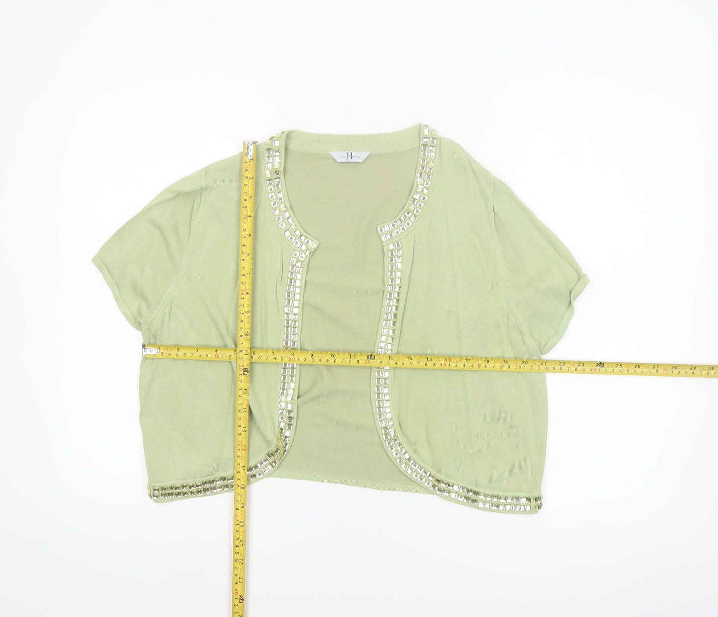 Joanna Hope Women's Green Beaded Open Shrug Size 18