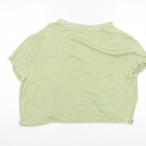 Joanna Hope Women's Green Beaded Open Shrug Size 18
