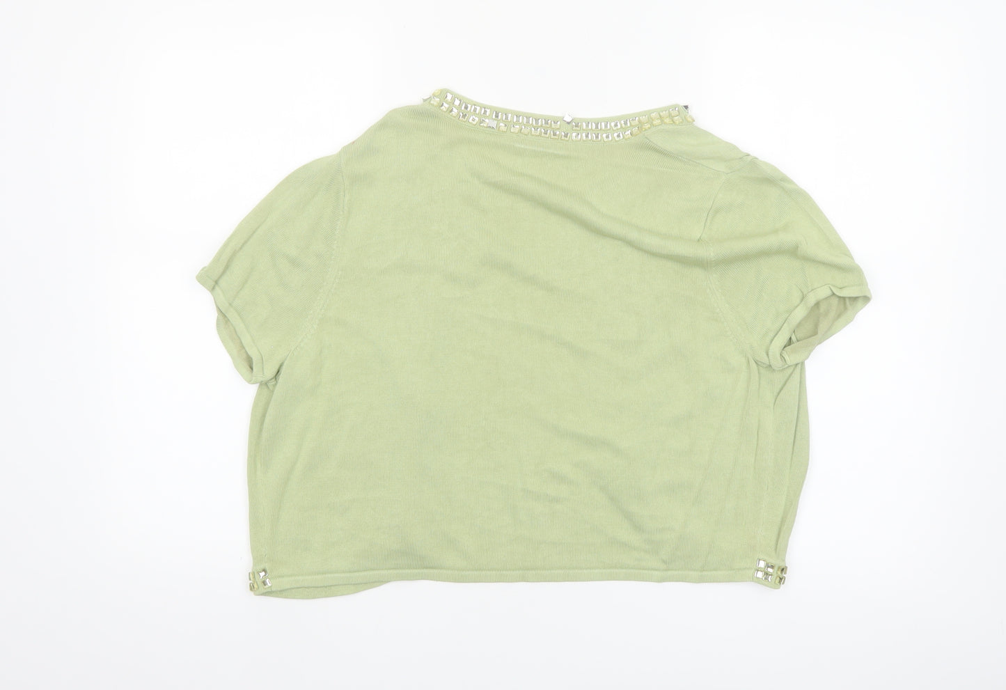 Joanna Hope Women's Green Beaded Open Shrug Size 18
