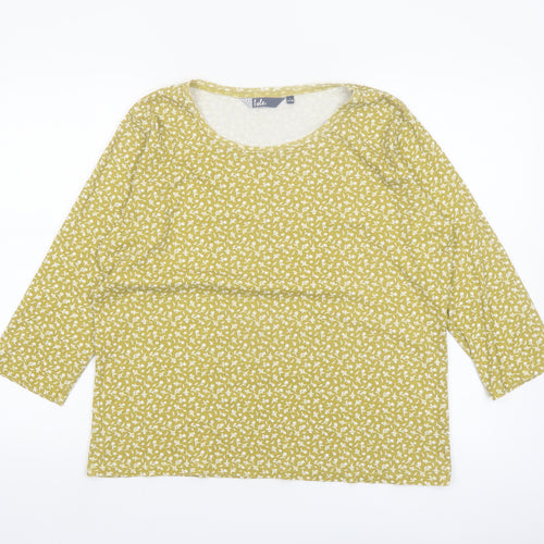 Isle Women’s Yellow Floral 3/4 Sleeve Cotton Jersey Top Size 18-20