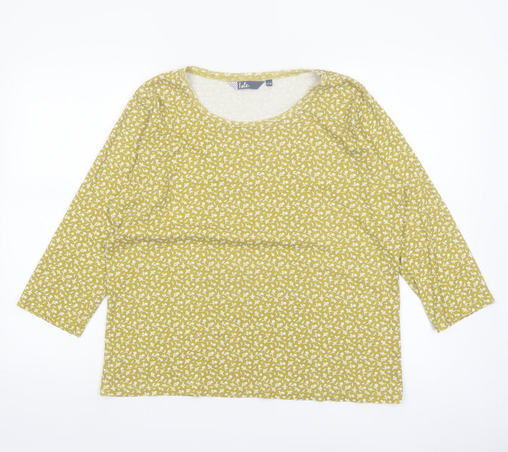 Isle Women’s Yellow Floral 3/4 Sleeve Cotton Jersey Top Size 18-20