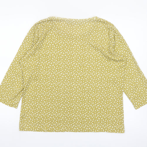 Isle Women’s Yellow Floral 3/4 Sleeve Cotton Jersey Top Size 18-20