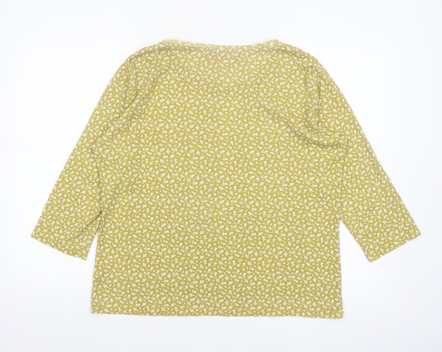 Isle Women’s Yellow Floral 3/4 Sleeve Cotton Jersey Top Size 18-20