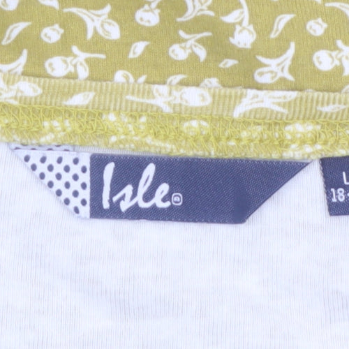Isle Women’s Yellow Floral 3/4 Sleeve Cotton Jersey Top Size 18-20