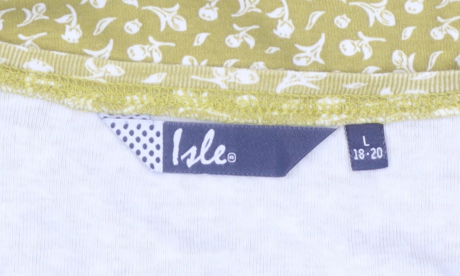 Isle Women’s Yellow Floral 3/4 Sleeve Cotton Jersey Top Size 18-20