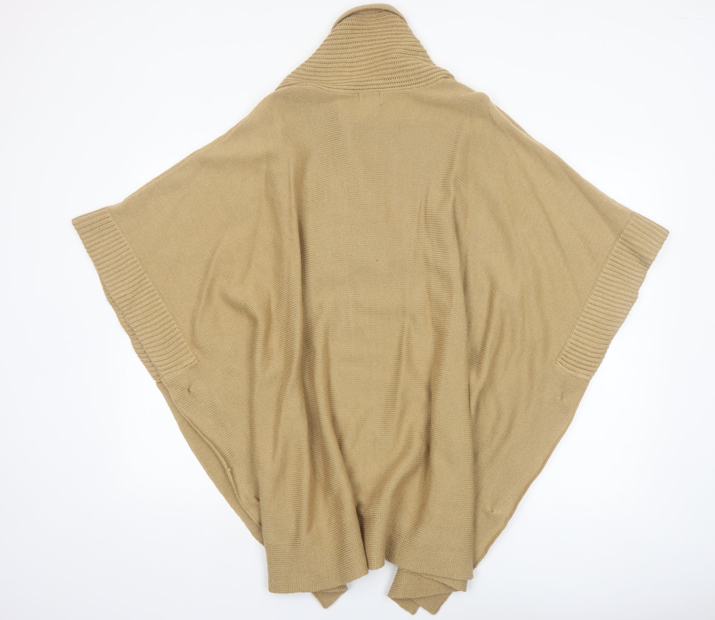 H&M Women Beige Knit Cape Jumper One Size Acrylic Collared