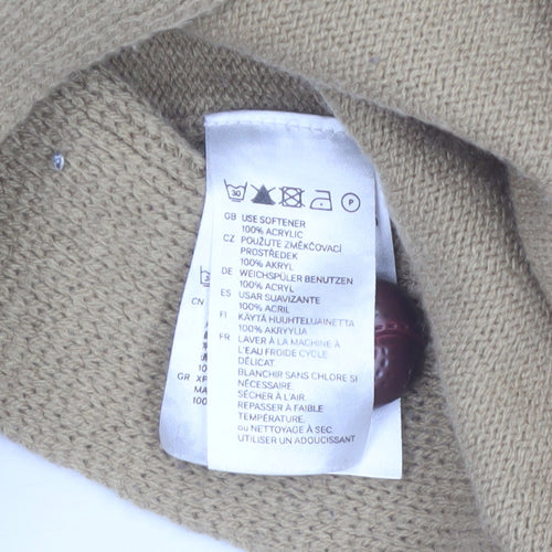 H&M Women Beige Knit Cape Jumper One Size Acrylic Collared