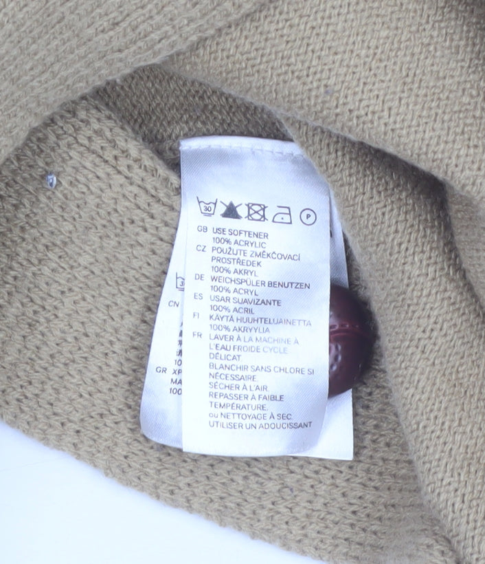 H&M Women Beige Knit Cape Jumper One Size Acrylic Collared
