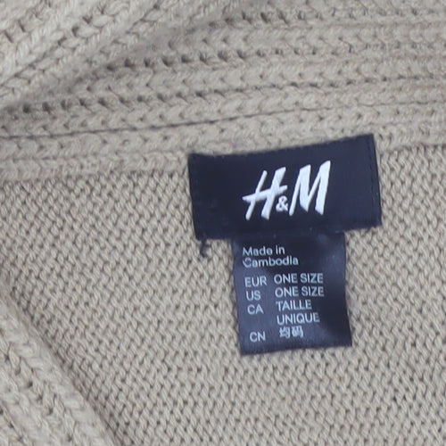 H&M Women Beige Knit Cape Jumper One Size Acrylic Collared