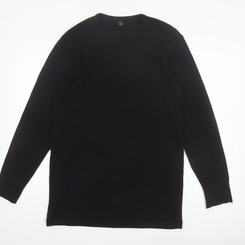 Marks and Spencer Men's Black Wool Blend Long Sleeve Pullover Size L