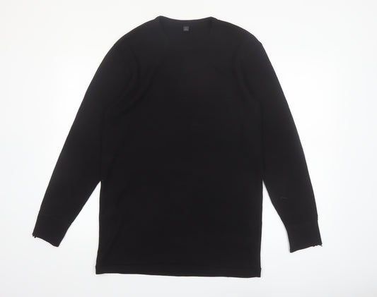 Marks and Spencer Men's Black Wool Blend Long Sleeve Pullover Size L
