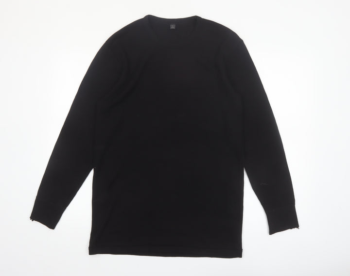 Marks and Spencer Men's Black Wool Blend Long Sleeve Pullover Size L