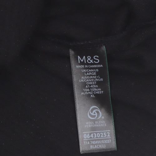 Marks and Spencer Men's Black Wool Blend Long Sleeve Pullover Size L