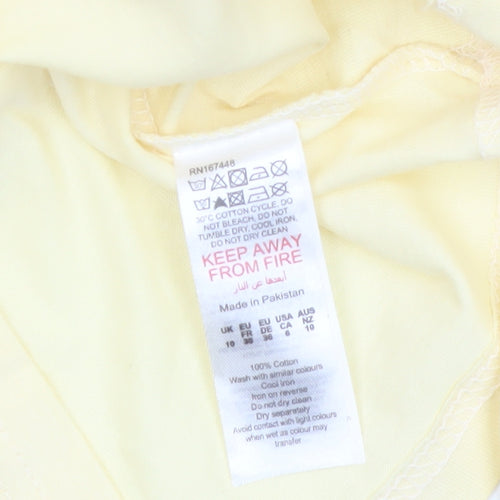 PrettyLittleThing Womens Yellow Cropped Long Sleeve T-Shirt UK 10
