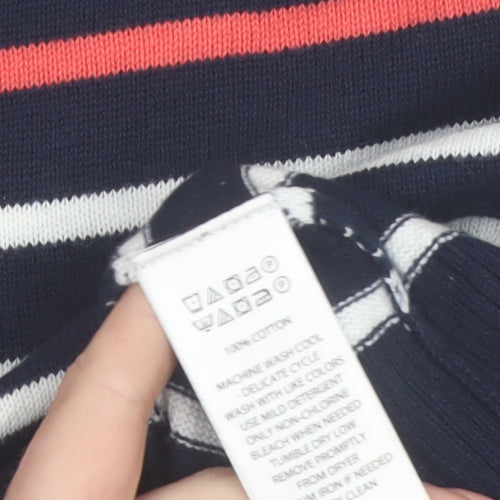 Catherine Malandrino Women's Blue Striped Cotton Boat Neck Jumper M