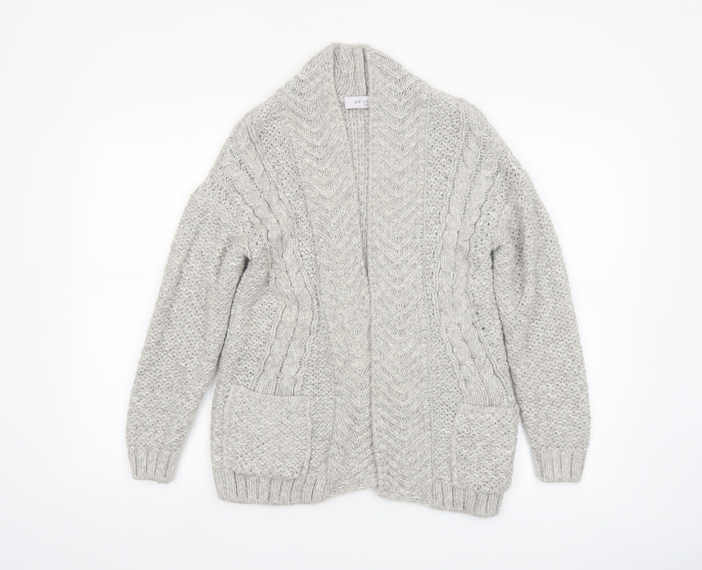 Marks and Spencer Women’s Grey Chunky Knit Open Front Cardigan Size 8
