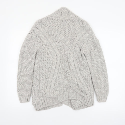 Marks and Spencer Women’s Grey Chunky Knit Open Front Cardigan Size 8