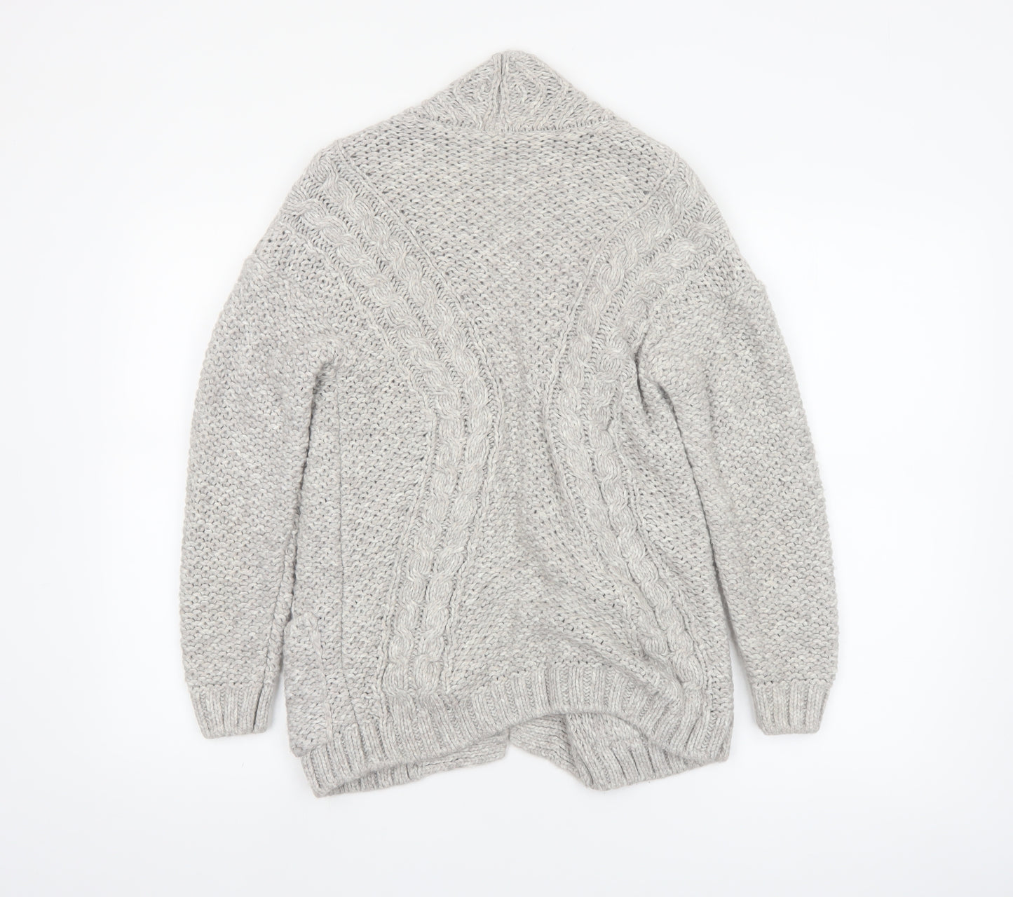 Marks and Spencer Women’s Grey Chunky Knit Open Front Cardigan Size 8