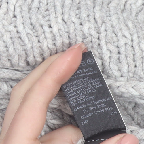 Marks and Spencer Women’s Grey Chunky Knit Open Front Cardigan Size 8