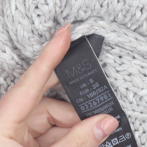 Marks and Spencer Women’s Grey Chunky Knit Open Front Cardigan Size 8