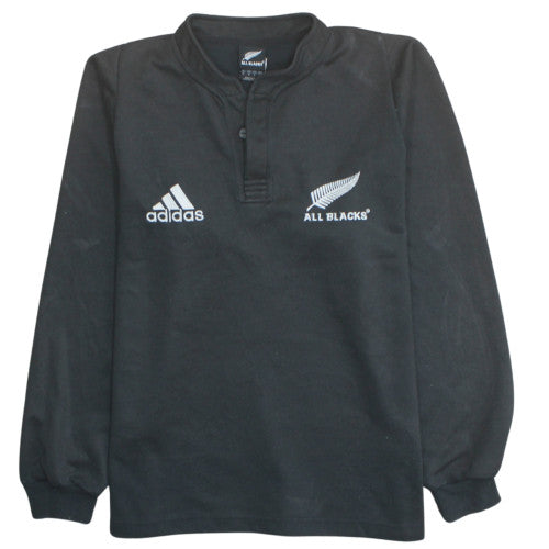 Adidas All Blacks Men's Black Henley Sweatshirt Size M Rugby Top