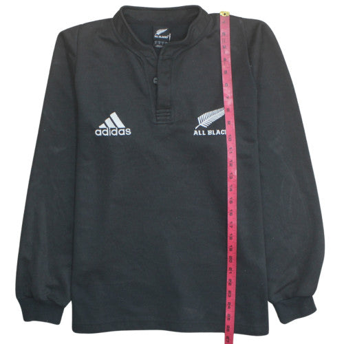 Adidas All Blacks Men's Black Henley Sweatshirt Size M Rugby Top