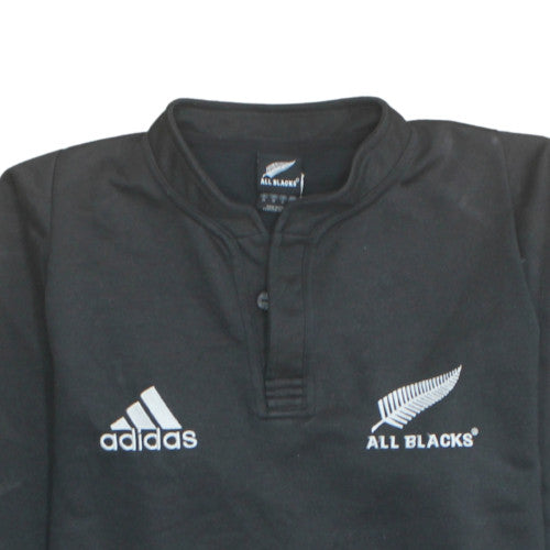 Adidas All Blacks Men's Black Henley Sweatshirt Size M Rugby Top