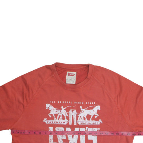 Levi's Men's Red Graphic Print Crew Neck Pullover Sweatshirt L