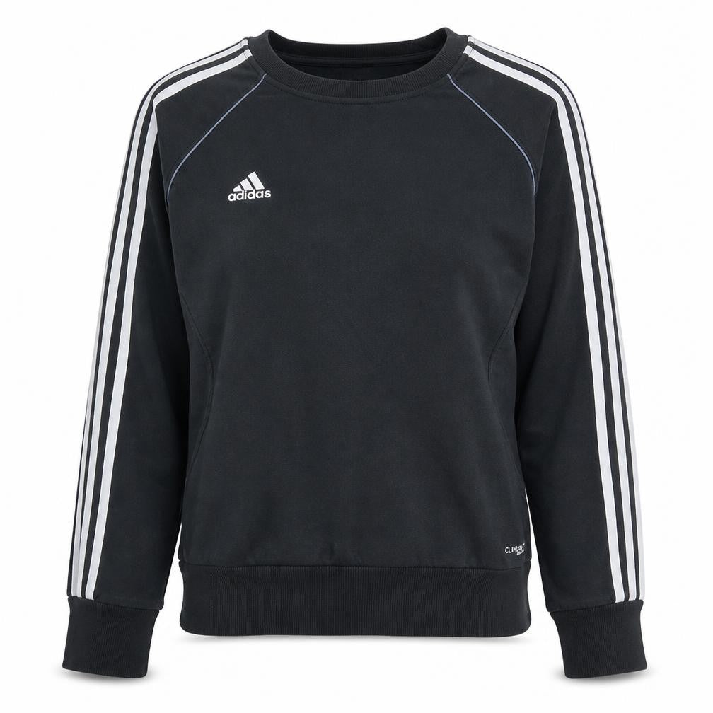 Front view of Adidas women’s black, size UK 16, pullover crew neck sweatshirt