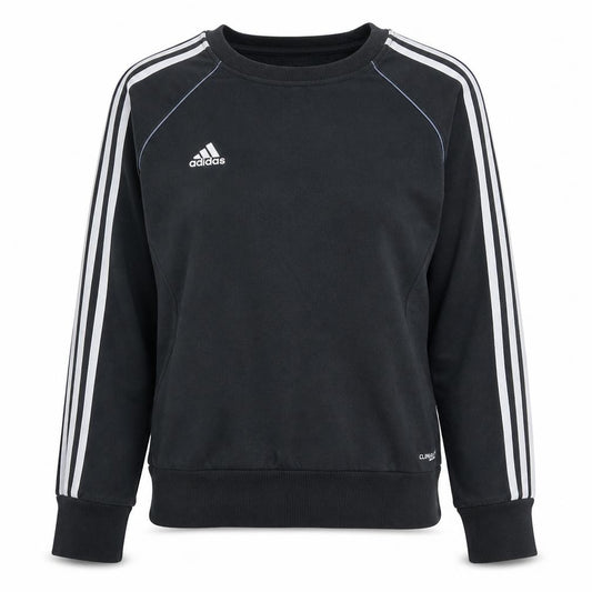 Front view of Adidas women’s black, size UK 16, pullover crew neck sweatshirt