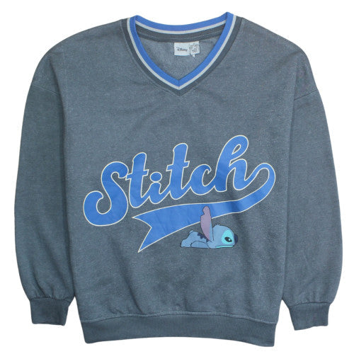 Disney Women’s Blue Stitch V-Neck Pullover Sweatshirt Size S