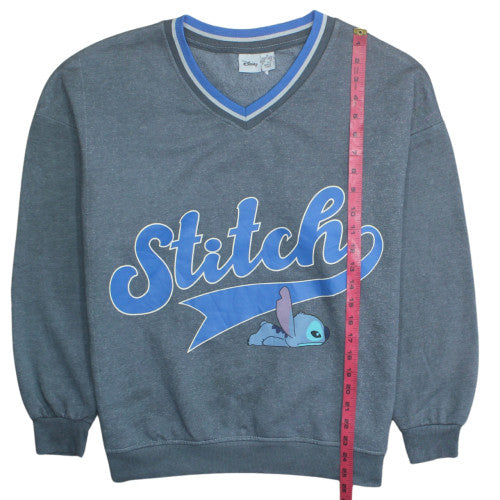 Disney Women’s Blue Stitch V-Neck Pullover Sweatshirt Size S